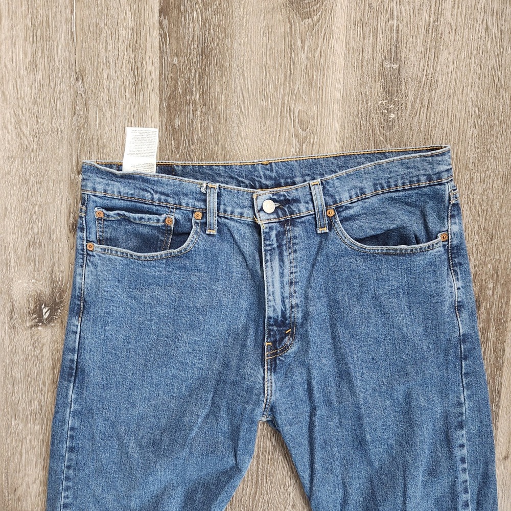 Levis 505 Regular Fit Straight Leg Jeans Mens 36x34 Blue Denim Stretch 505-1625 - Picture 5 of 8